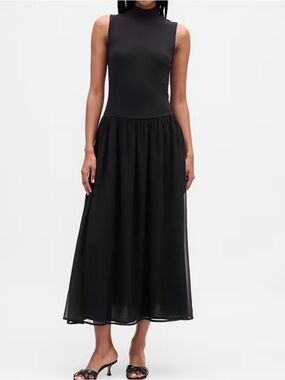 GAP Black Sleeveless Midi Skirt Dress